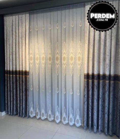 Alita Fon Perde Modelleri Gri Antrasit Gold - Görsel 6