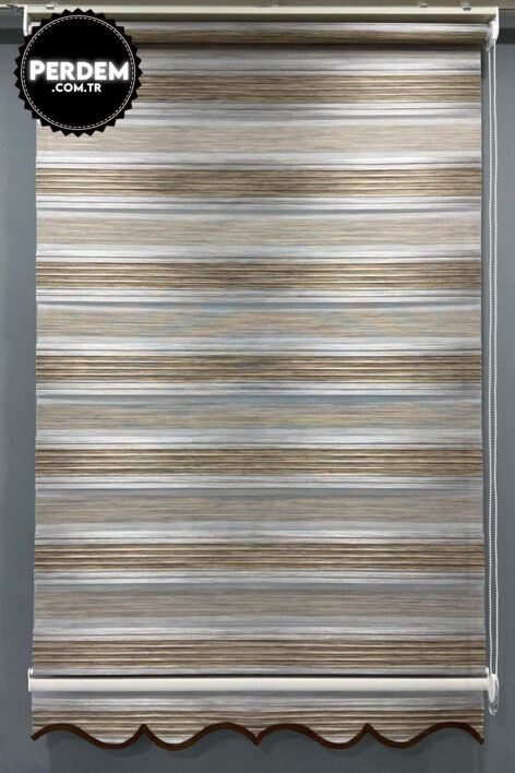 Renk Geçişli Beyaz Kahve Pliseli Zebra Perde - Görsel 2