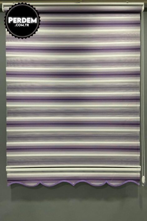 Renk Geçişli Beyaz Mor Pliseli Zebra Perde - Görsel 3