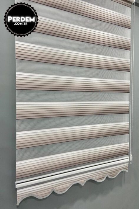 Renk Geçişli Bej Kahve Pliseli Zebra Perde