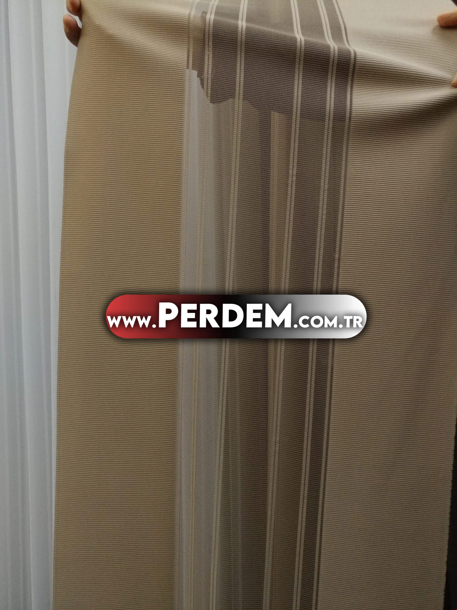 Kahve Vizon Taş Dikey Tül Perde - Görsel 6