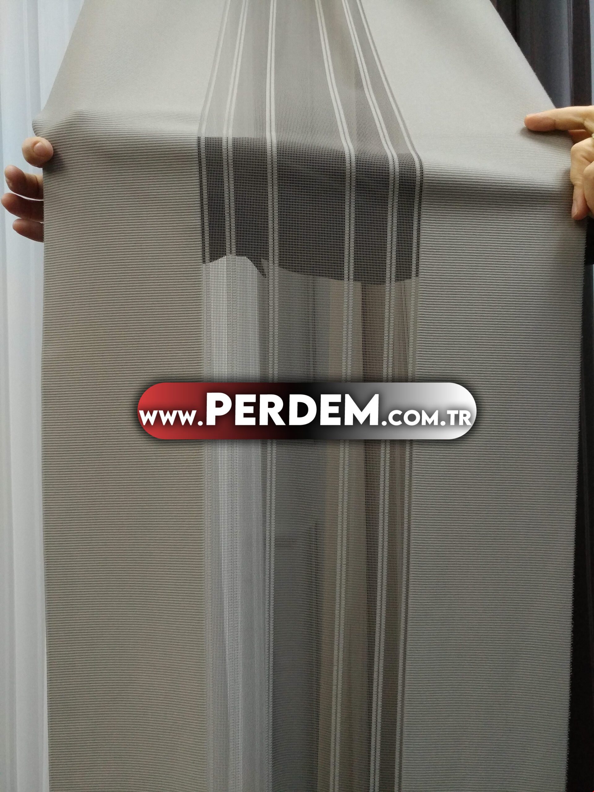 Kahve Vizon Taş Dikey Tül Perde - Görsel 7